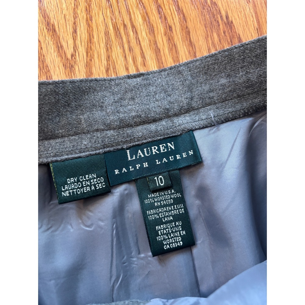 Lauren Ralph Lauren Gray Worsted Wool Pleated Cuffed Trousers Pants Womens 10 - Picture 3 of 5